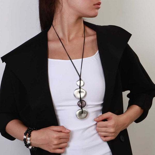 Metallic Rock Long Necklace