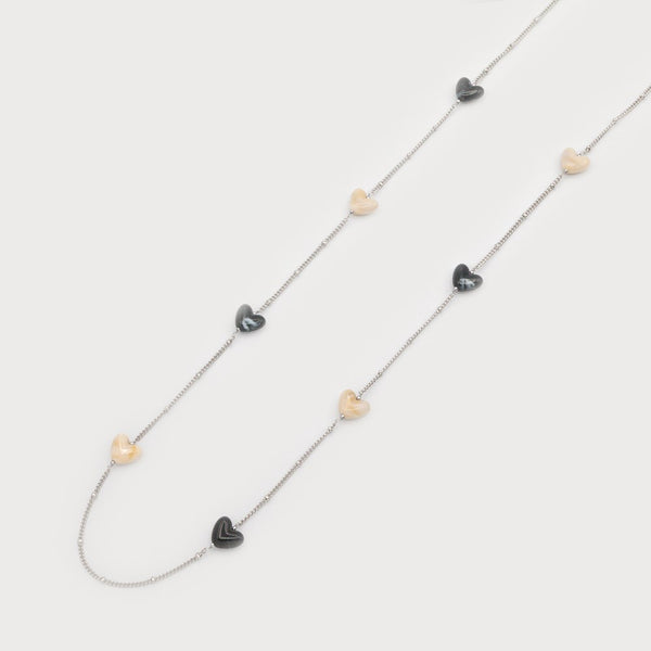 Two Toned Long Heart Necklace