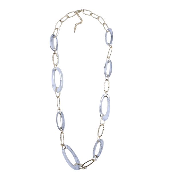 Long Acrylic & Gold Chain Link Necklace