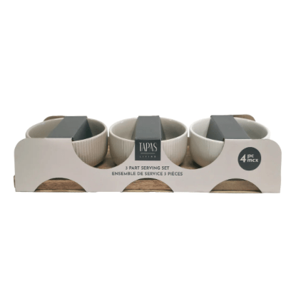 3 Part Acacia Ceramic Serving Set - Lady of the Lake