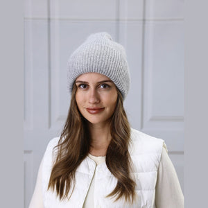 Angora Blend Ribbed Beanie / Touque