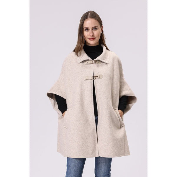 Cape With Flared Sleeve & Buckle Closure