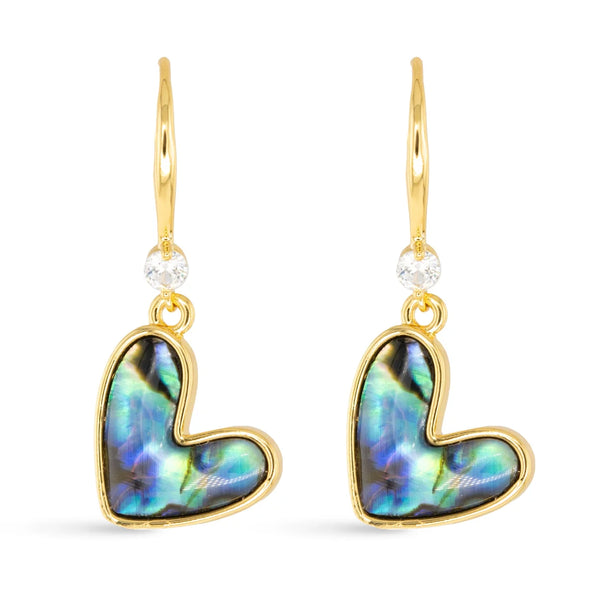 Heart Abalone Drop Earring