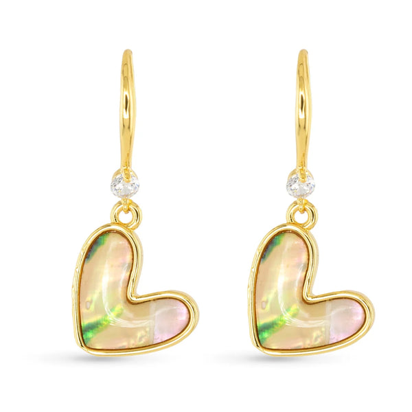 Heart Abalone Drop Earring