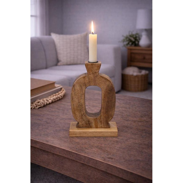 Wooden Oval Taper Candle Holder
