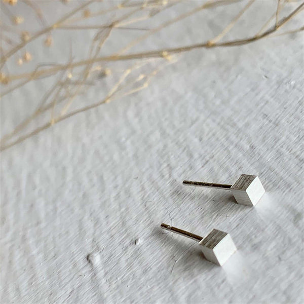 6 Minimalist Cube Stud Earrings - Lady of the Lake