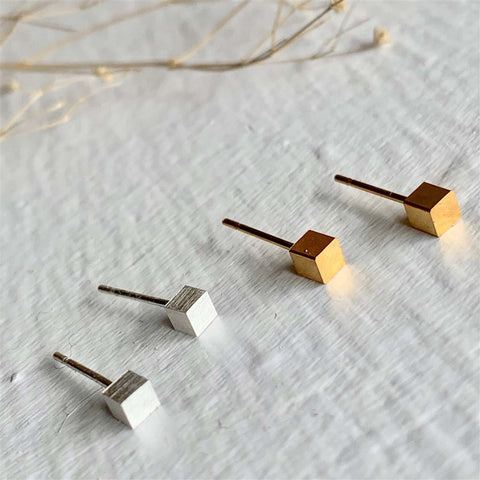 6 Minimalist Cube Stud Earrings - Lady of the Lake