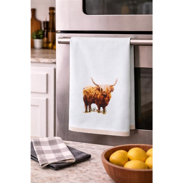 Standing Highland Cow Tea Towel