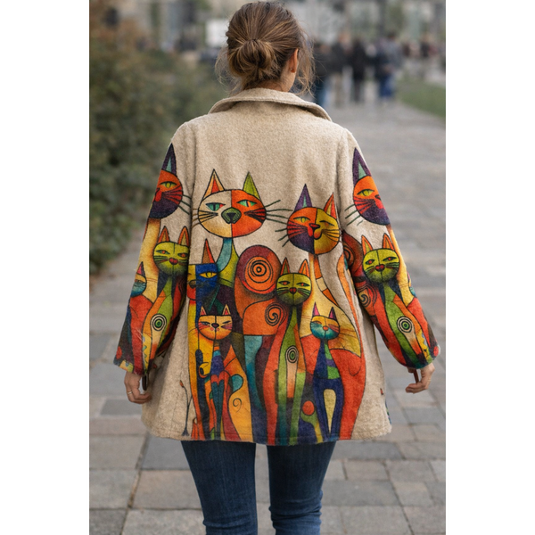 Modern Feline Print Coat