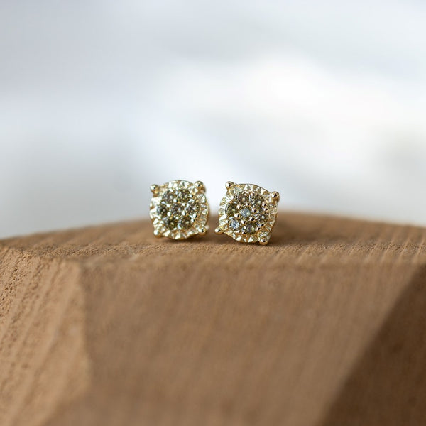 Bedazzle Stud Earrings - Moss Green