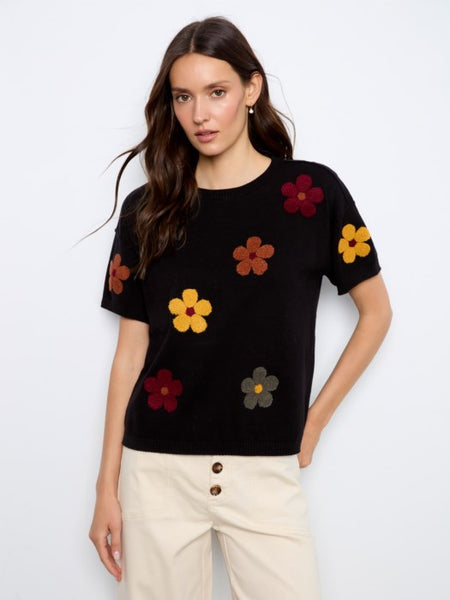 Winona Elbow Sleeve Embroidered Flowers Sweater
