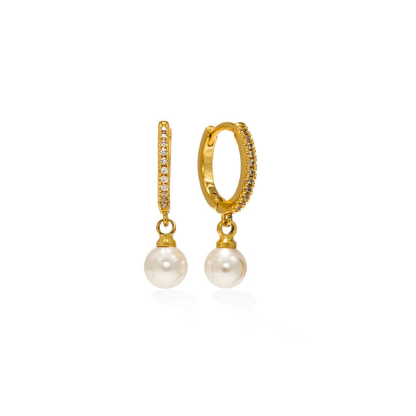 CZ Amari Pearl Huggie Hoop Earrings
