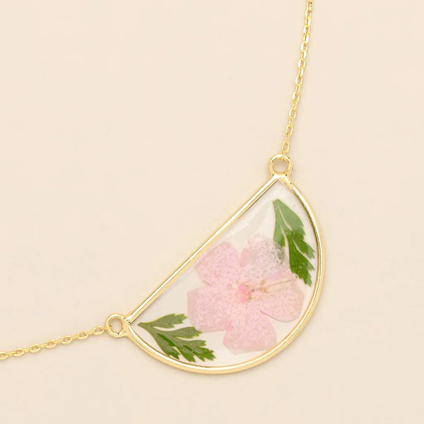 Pink Cherry Blossom - Pressed Flower Necklace