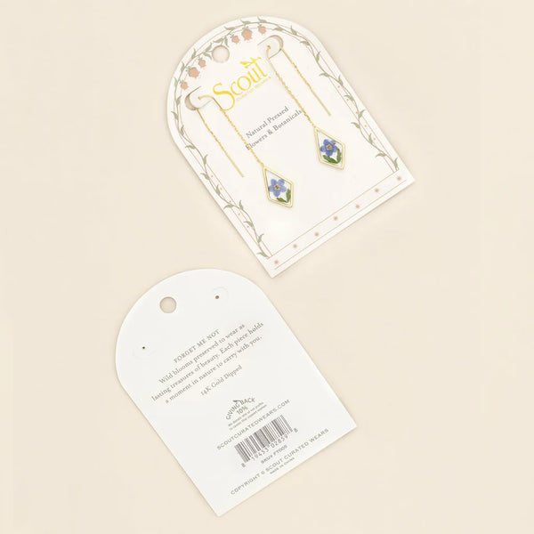 Blue Forget Me Not - Pressed Flower Thread Earring
