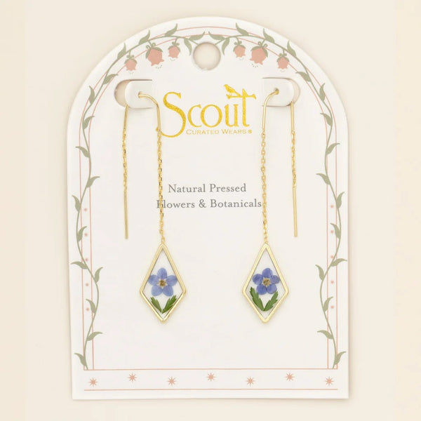 Blue Forget Me Not - Pressed Flower Thread Earring