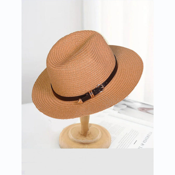Wide Brim Summer Hat With Belt & Buckle
