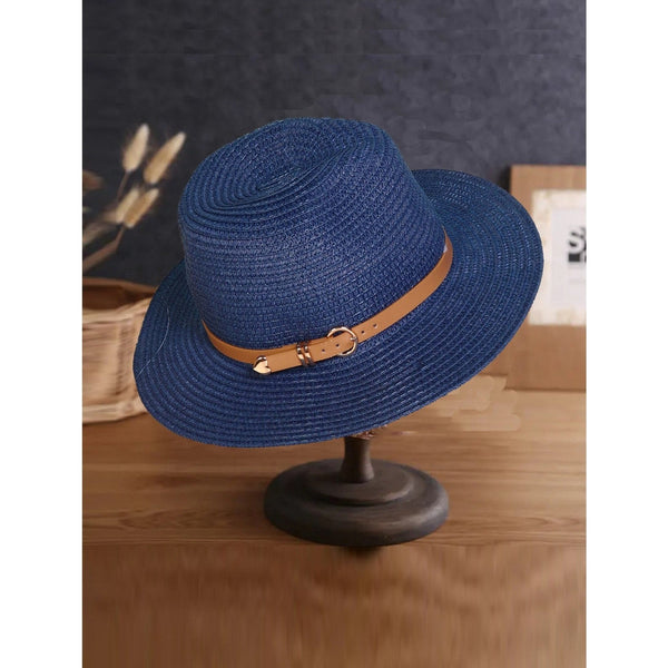Wide Brim Summer Hat With Belt & Buckle