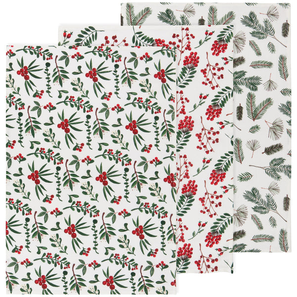Winterberry Floursack Dishtowels - Set of 3