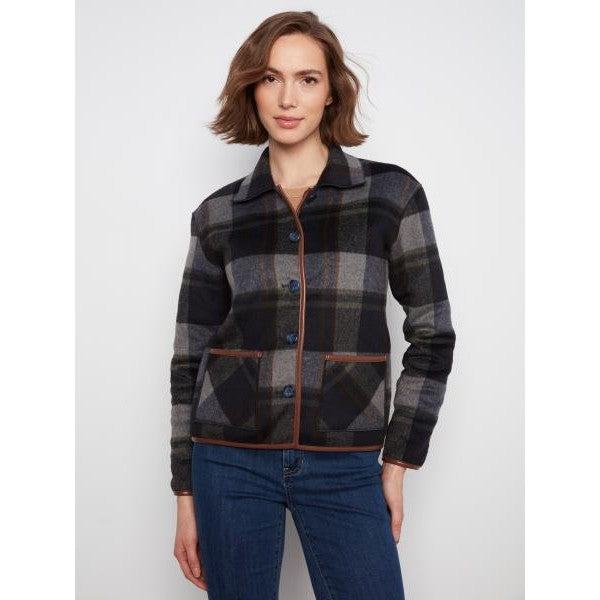 Quinn Reversible Plaid Jacket With Leather Binding