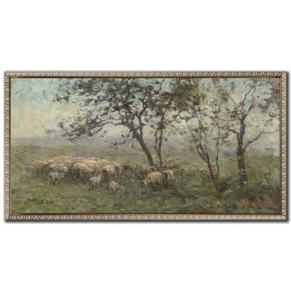 A Flock Of Sheep - Hand Embellished Canvas In Floating Frame - Lady of the Lake