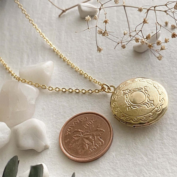 Adelaide Ornate Round Locket Necklace - Lady of the Lake
