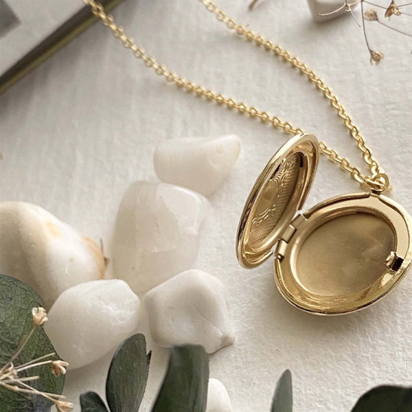 Adelaide Ornate Round Locket Necklace - Lady of the Lake