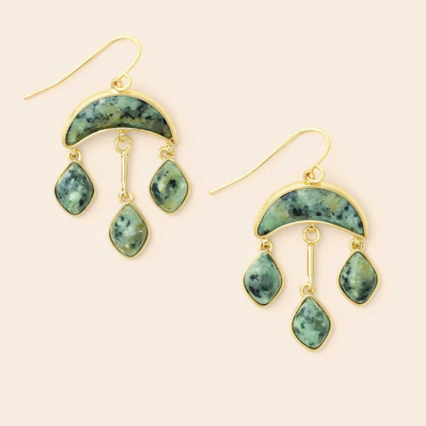 African Turquoise - Stone Crescent Drop Earring - Lady of the Lake