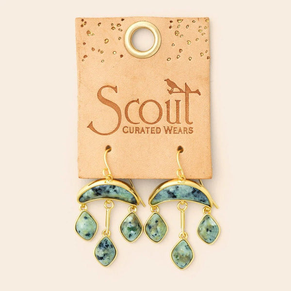 African Turquoise - Stone Crescent Drop Earring - Lady of the Lake