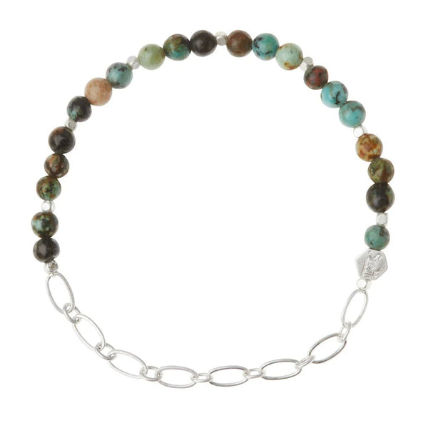 African Turquoise - Stone Of Transformation - Mini Stone With Chain Stacking Bracelet