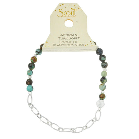 African Turquoise - Stone Of Transformation - Mini Stone With Chain Stacking Bracelet