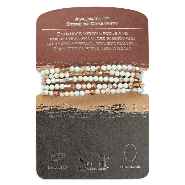 Agalmatolite - Stone of Creativity - Wrap Bracelet / Necklace - Lady of the Lake