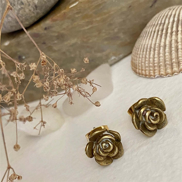 Alcott Bronze Rose Stud Earrings - Lady of the Lake