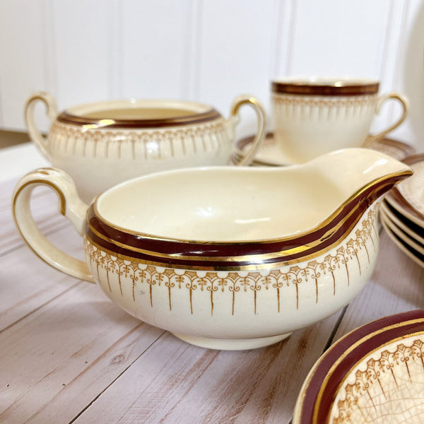 Alfred Meakin - Royal Wembley Burgundy China - Set of 23