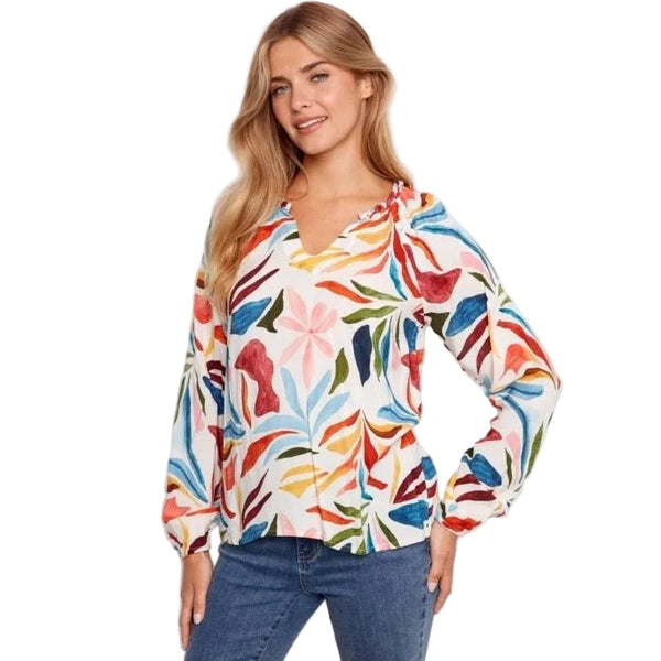 Aliyah Printed Popover Blouse - Lady of the Lake
