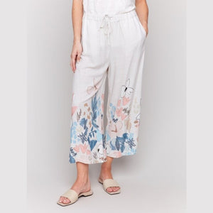 Amari Pull - On Printed Linen Blend Pants - Lady of the Lake