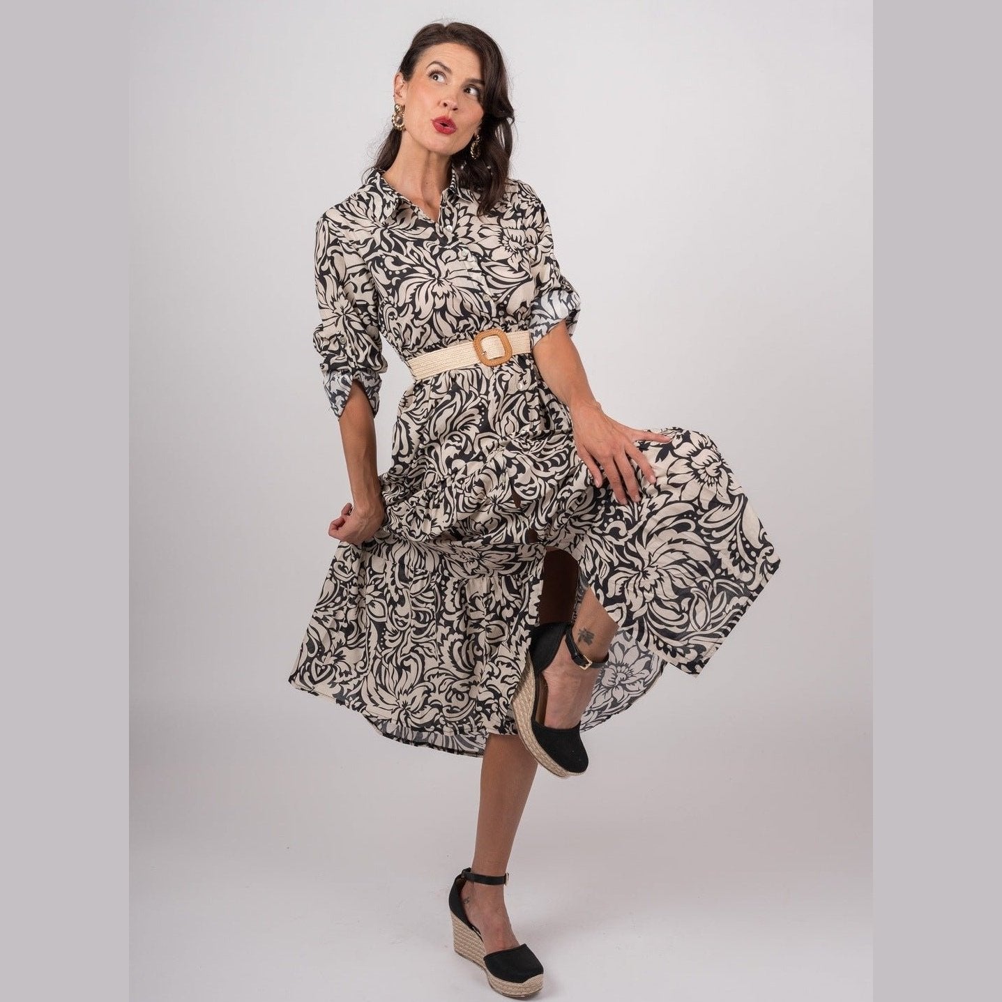 Amaya Print Dress With Belt