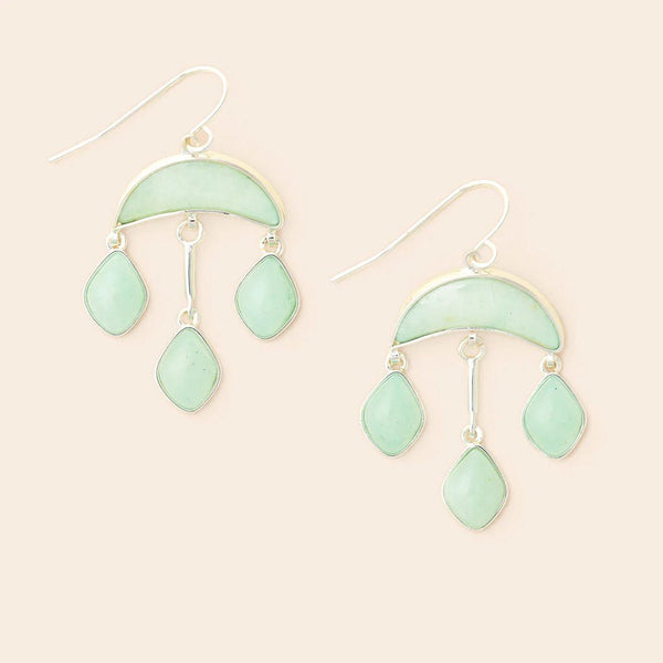 Amazonite - Stone Crescent Drop Earring - Lady of the Lake