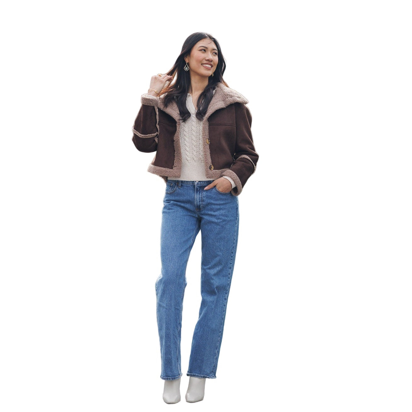 Amelia Sherpa Trim Aviator Jacket - Lady of the Lake