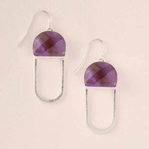 Amethyst & Silver - Modern Stone Chandelier Earring - Lady of the Lake