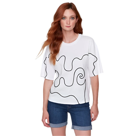 Anaya Relaxed Fit Short Sleeve T-Shirt With Soutache Detail - Lady of the Lake