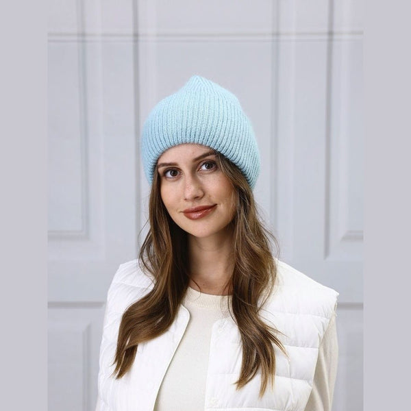 Angora Blend Ribbed Beanie / Touque