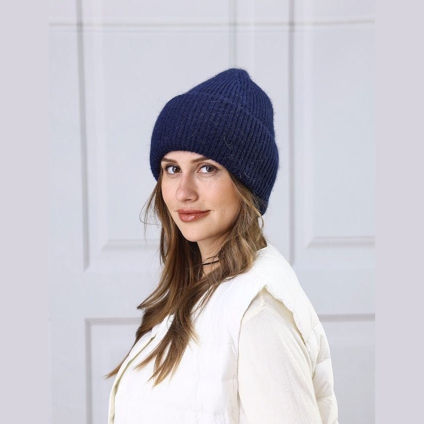 Angora Blend Ribbed Beanie / Touque