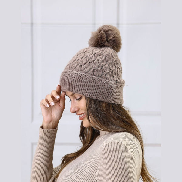 Angora Blend Touque With Pom Pom