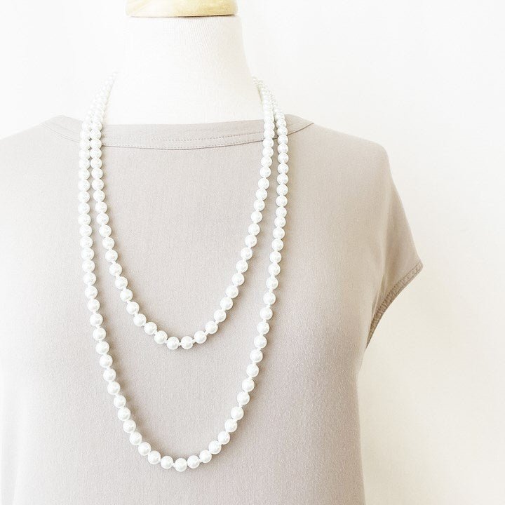 Anna Long Faux Peral Necklace