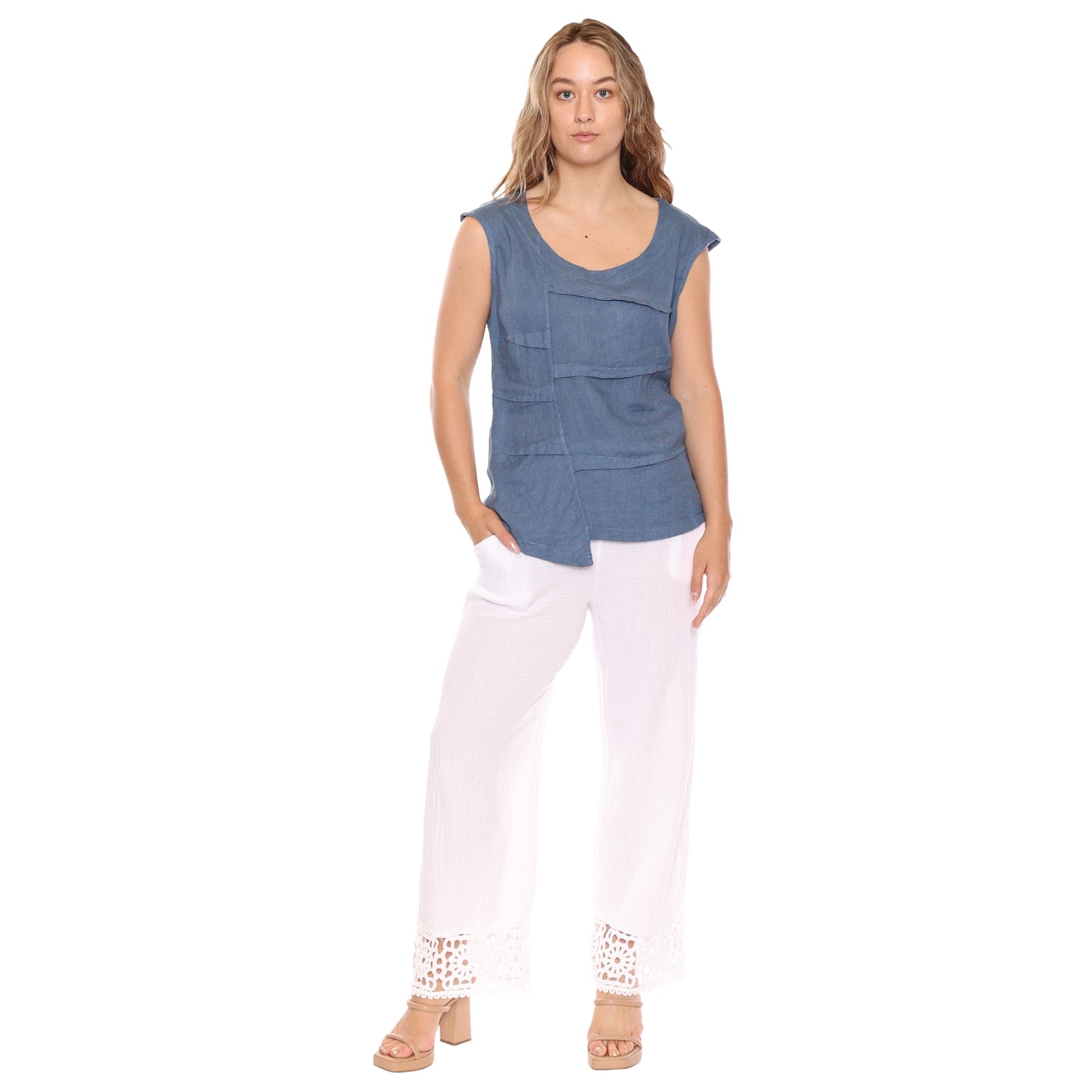 Anne Linen Tank With Ribbing - Lady of the Lake