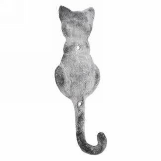 Antique White Metal Cat Wall Hook