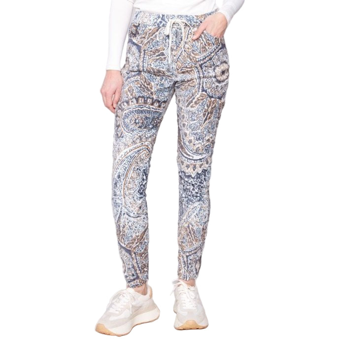 Aria Printed Crinkle Suede Jogger Pants - Lady of the Lake