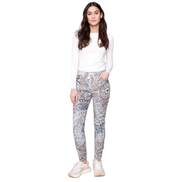 Aria Printed Crinkle Suede Jogger Pants - Lady of the Lake
