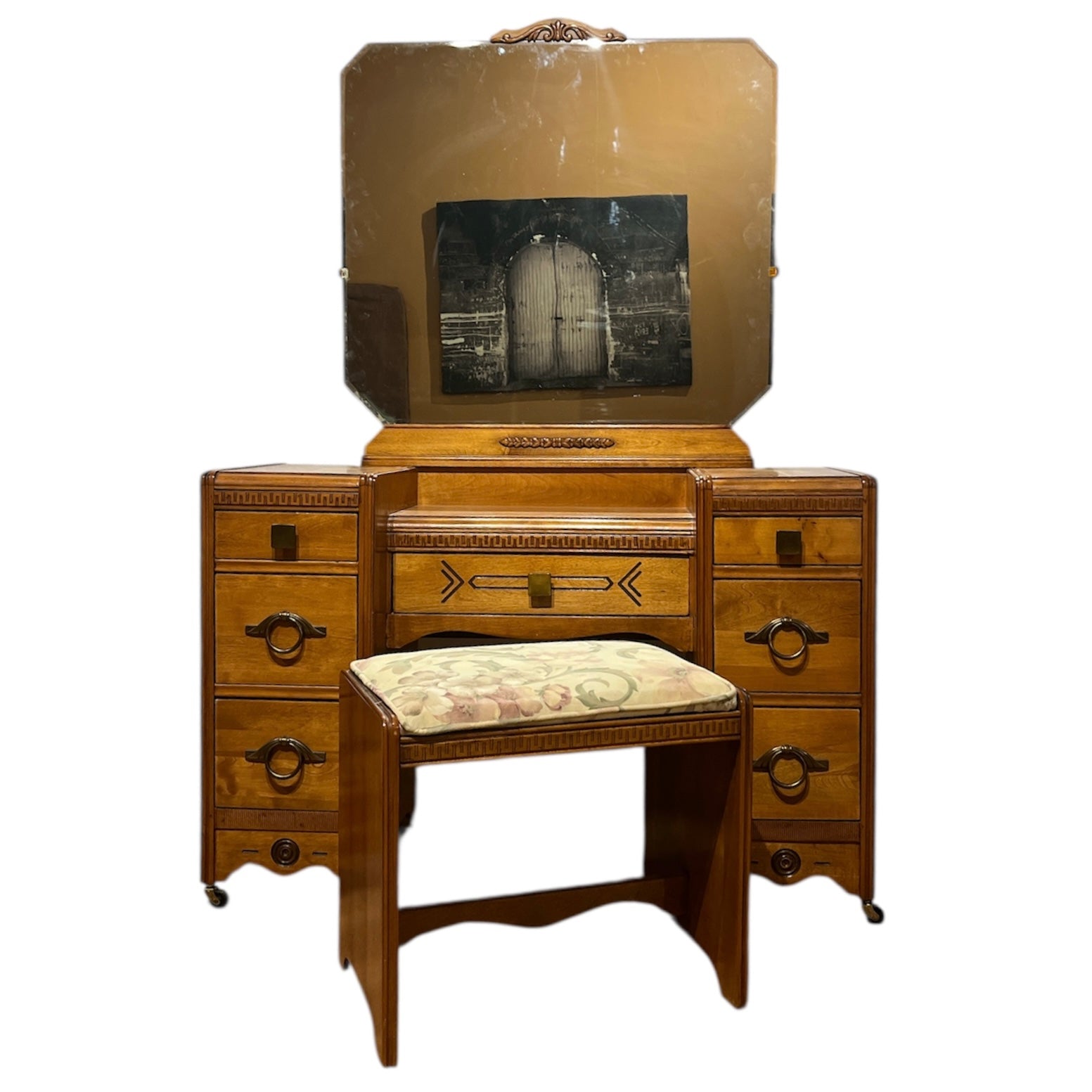 Art Deco Vintage Vanity with Stool - Lady of the Lake