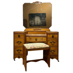 Art Deco Vintage Vanity with Stool - Lady of the Lake